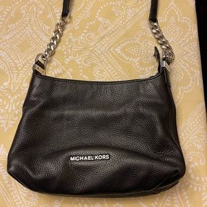 Michael Kors Small Black Crossbody with Silver Chain and tassel